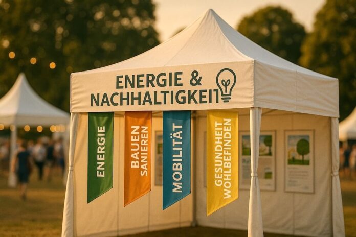 Brucker Blatt - Das Bild zeigt ein Zelt, das auf einer Veranstaltung im Freien aufgestellt wurde. Auf dem Zelt steht in großen Buchstaben 