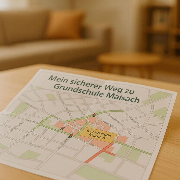 Brucker Blatt - Das Bild zeigt eine Nahaufnahme eines Blattes Papier mit einer Karte, die auf einem Holztisch liegt. Die Karte trägt den Titel 