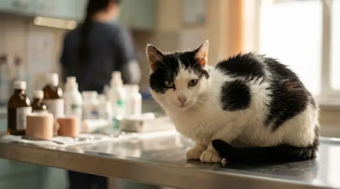 Schwarz-weiß gefleckter Kater in Fürstenfeldbruck gefunden — Ein verletzter Kater ist am 7. Februar in der Jägerstraße in Fürstenfeldbruck aufgefunden worden. Die Stadt sucht nun nach dem Besitzer des Tieres. | Quelle: Stadt Fürstenfeldbruck