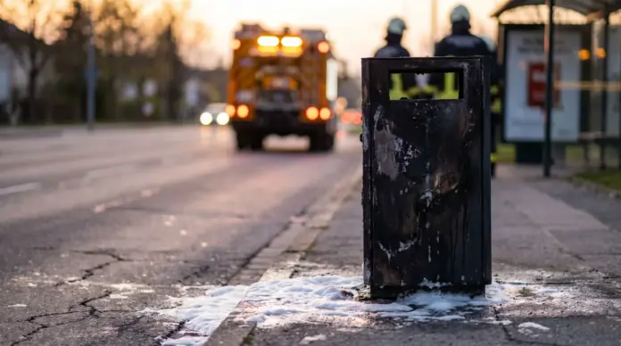 Brennender Mülleimer an Bushaltestelle in Mammendorf rasch gelöscht — Die Feuerwehr Mammendorf ist am 20. April zu einem brennenden Mülleimer an der Bushaltestelle Münchner Straße ausgerückt. Beim Eintreffen war das Feuer bereits mit einem Feuerlö...