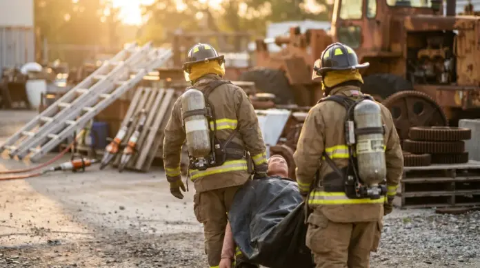 Feuerwehr Fürstenfeldbruck trainiert Rettung bei Bauunfällen — Beim Ausbildungsabend der Freiwilligen Feuerwehr Fürstenfeldbruck standen Bauunfälle und Einsätze mit schweren Maschinen im Mittelpunkt. Rund 60 Einsatzkräfte übten auf einem stillgele...