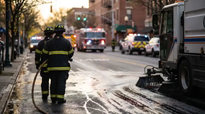 Feuerwehren aus Olching und Gröbenzell beseitigen lange Ölspur — Am Dienstagvormittag mussten die Feuerwehren aus Olching und Gröbenzell wegen einer langen Ölspur ausrücken. Gemeinsam mit dem Bauhof Olching wurde die Fahrbahn in einem rund zweistü...