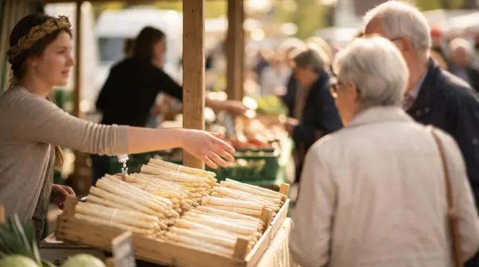 OB Haas trifft Spargelkönigin auf dem Germeringer Wochenmarkt — Auf dem Germeringer Wochenmarkt hat Oberbürgermeister Andreas Haas die amtierende Schrobenhausener Spargelkönigin Franziska I. getroffen. Gemeinsam mit Markt-Referentin Gabriele Pichl...