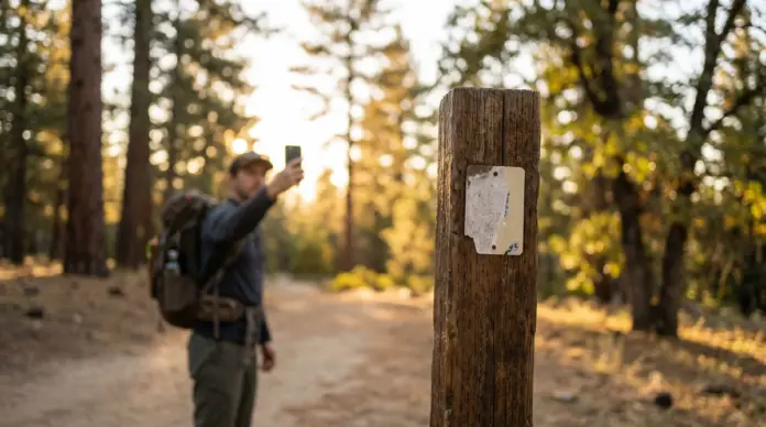 Walderlebnispfad im Rothschwaiger Forst jetzt digital abrufbar — Die Starttafel am Walderlebnispfad im Rothschwaiger Forst ist mit einem QR-Code ausgestattet worden. Dieser führt direkt zur Wegstrecke bei outdooractive auf dem Smartphone. | Quelle...