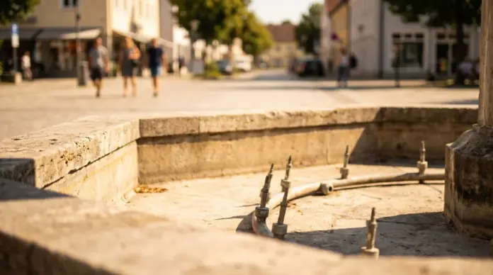 Brunnen am Geschwister-Scholl-Platz soll kommende Woche wieder laufen — Der Brunnen am Geschwister-Scholl-Platz in Fürstenfeldbruck ist derzeit außer Betrieb. Nach Umbau- und Reparaturarbeiten soll er ab kommender Woche wieder sprudeln. | Quelle: ...