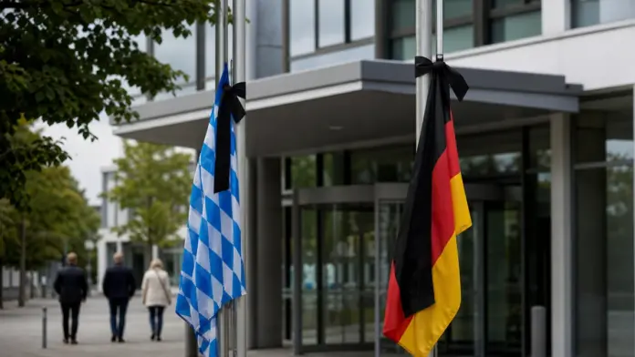 Trauerbeflaggung vor dem Germeringer Rathaus am 22. Juli — Vor dem Germeringer Rathaus werden am Mittwoch, 22. Juli 2026, die Flaggen auf Trauerbeflaggung gesetzt. Anlass ist der zehnte Jahrestag des Attentats am Olympia-Einkaufszentrum in München...