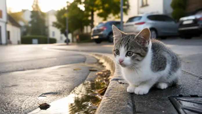 Junger Kater an der Hasenheide gefunden — An der Kreuzung Maisacher Straße/Hasenheide ist ein etwa fünf bis sechs Monate alter Kater gefunden worden. Die Stadt Fürstenfeldbruck bittet um Hinweise zur Halterin oder zum Halter. | Quelle: Stadt Fürst...