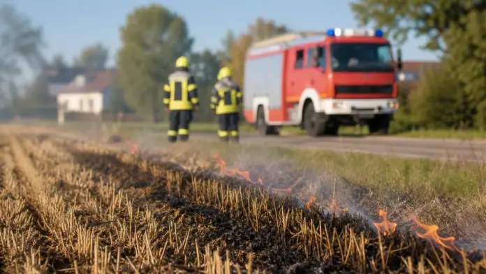 Kontrolliertes Abflammen löst Feuerwehreinsatz in Mammendorf aus — Die Feuerwehr Mammendorf ist am Mittwochmorgen zu einem gemeldeten Feldbrand seitlich der B2 alarmiert worden. Vor Ort stellte sich heraus, dass es sich um eine kontrollierte Abfla...