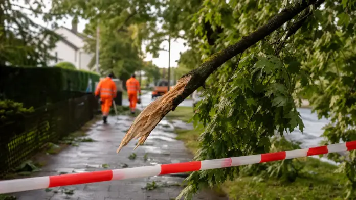 Nach Gewittern warnt die Stadt Fürstenfeldbruck vor Gefahren durch Äste — Nach den jüngsten Gewittern bittet die Stadt Fürstenfeldbruck weiter um Vorsicht. Feuerwehr und Bauhof sind noch mit der Beseitigung der Schäden beschäftigt. | Quelle: Stadt...