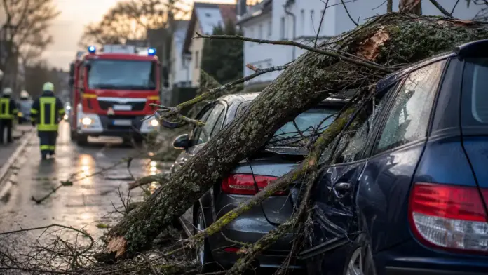 Unwetter wirft mehrere Bäume in Olching um — Ein kurzes, heftiges Unwetter hat am Dienstagabend in Olching mehrere Bäume umstürzen lassen. Die Feuerwehr sicherte die betroffenen Bereiche und entfernte die Hindernisse, verletzt wurde niemand. | Que...