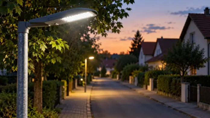 KI-generiertes Symbolbild: Egenhofen rüstet Straßenbeleuchtung auf LED um — Die Gemeinde Egenhofen will 334 weitere Straßenleuchten auf LED-Technik umstellen. Der 2021 beschlossene Umbau soll Stromverbrauch, CO₂-Ausstoß und Kosten senken. | Quelle: Gemeinde Egenhofen