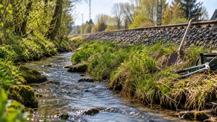 KI-generiertes Symbolbild: Gemeinde erwirbt Fläche am Höllbach — Der Gemeinderat hat den Ankauf einer gut 2.000 Quadratmeter großen Fläche am Bahndamm nordöstlich von Türkenfeld beschlossen. Sie wird für die laufende Pflege und den Unterhalt des Höllbachs benötigt. | Quelle...