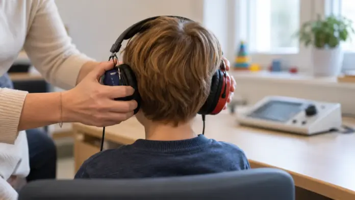 KI-generiertes Symbolbild: Gesundheitsamt bietet Hörtests für Kinder ab sieben Jahren an — Das Gesundheitsamt Fürstenfeldbruck veranstaltet im Schuljahr 2026/2027 wieder pädagogisch-audiologische Sprechtage. Der nächste Termin ist am 29. Oktober 2026. | Quelle: Landratsamt ...