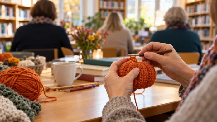 KI-generiertes Symbolbild: Handarbeitstreff startet in der Maisacher Gemeindebücherei — Am Mittwoch, 4. November, treffen sich die Maisacher Maschenmacher erstmals in der Gemeindebücherei. Eingeladen sind alle, die gerne stricken oder häkeln. | Quelle: Stadt Maisach