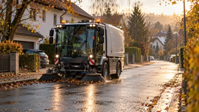 KI-generiertes Symbolbild: Kehrmaschine im November in Grafrath unterwegs — Vom 9. bis 13. November 2026 reinigt die große Kehrmaschine des Landkreises die Straßen in Grafrath. Die Gemeinde bittet, Fahrzeuge möglichst auf privaten Stellplätzen oder in Garagen abzustellen. |...
