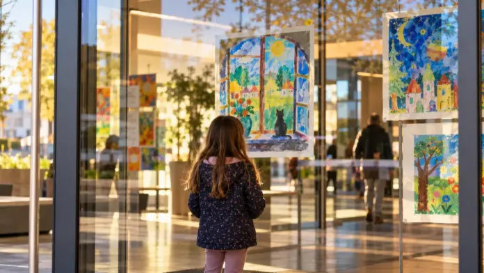 KI-generiertes Symbolbild: Malschule Germering zeigt „Aus- und Einblicke“ im Rathaus — Kinder der Malschule Germering präsentieren Bilder zum Thema Fenster. Die Ausstellung wird am Montag, 30. November, im Rathaus eröffnet und ist bis nach den Weihnachtsferien zu sehen. | Q...