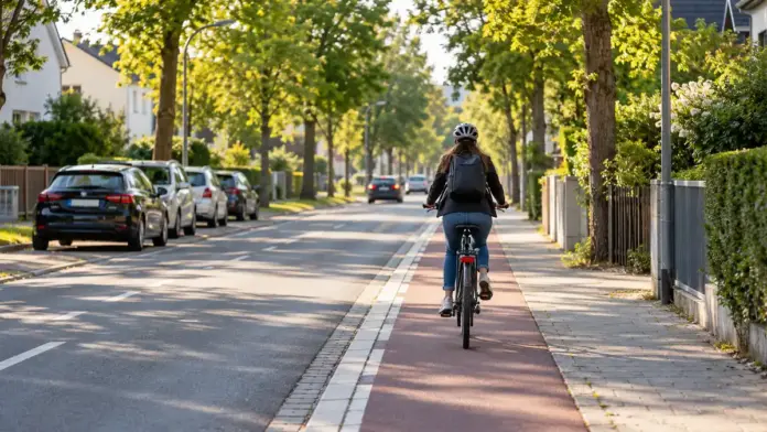 KI-generiertes Symbolbild: Puchheim: Mehr Wege mit dem Fahrrad — Eine Haushaltsbefragung der Stadt zeigt: Der Radverkehrsanteil ist seit 2015 auf 24,1 Prozent gestiegen. Zugleich nennen die Befragten unter anderem Probleme bei Straßen, Parkplätzen und dem ÖPNV. | Quelle: St...