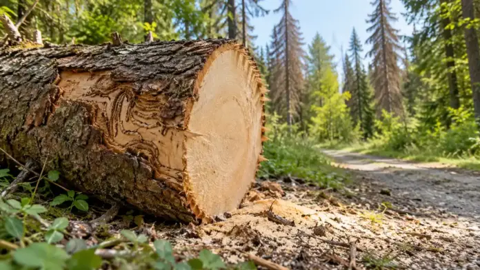 KI-generiertes Symbolbild: Stadt Puchheim kündigt Baumfällarbeiten an — Entlang der Blumenstraße und im Waldareal hinter dem Haus Elisabeth müssen Bäume aus Gründen der Verkehrssicherheit gefällt werden. Während der Arbeiten kann es zu vorübergehenden Sperrungen kommen. | Q...