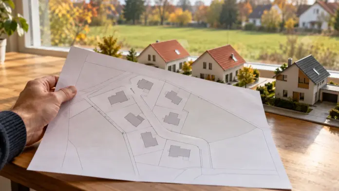 KI-generiertes Symbolbild: Unterlagen für Baugebiet Amperterrasse West kommen Mitte November — Die Gemeinde Grafrath bietet Grundstücke im preisvergünstigten Wohnbauland nach dem Einheimischenmodell an. Interessierte auf der bereits geführten Liste sollen die Bewerbungsunte...