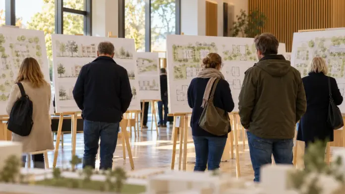 KI-generiertes Symbolbild: Wettbewerbsentwürfe für Alpenstraße ab 2. November im Rathaus zu sehen — Zwölf Arbeiten für ein geplantes Wohngebiet an der Alpenstraße wurden Ende September bewertet. Die Stadt Puchheim zeigt die Entwürfe vom 2. bis einschließlich 9. November im ...